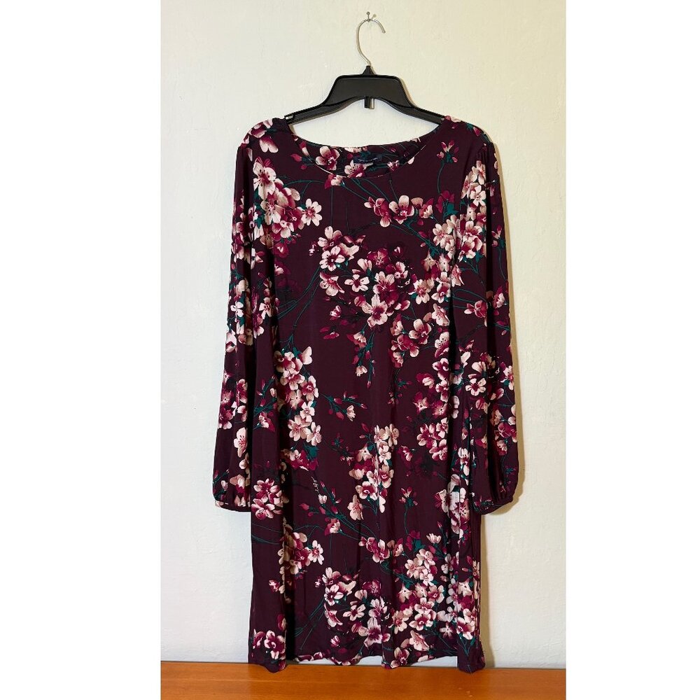 Tommy Hilfiger burgundy red long sleeves jersey knit women's shift dress